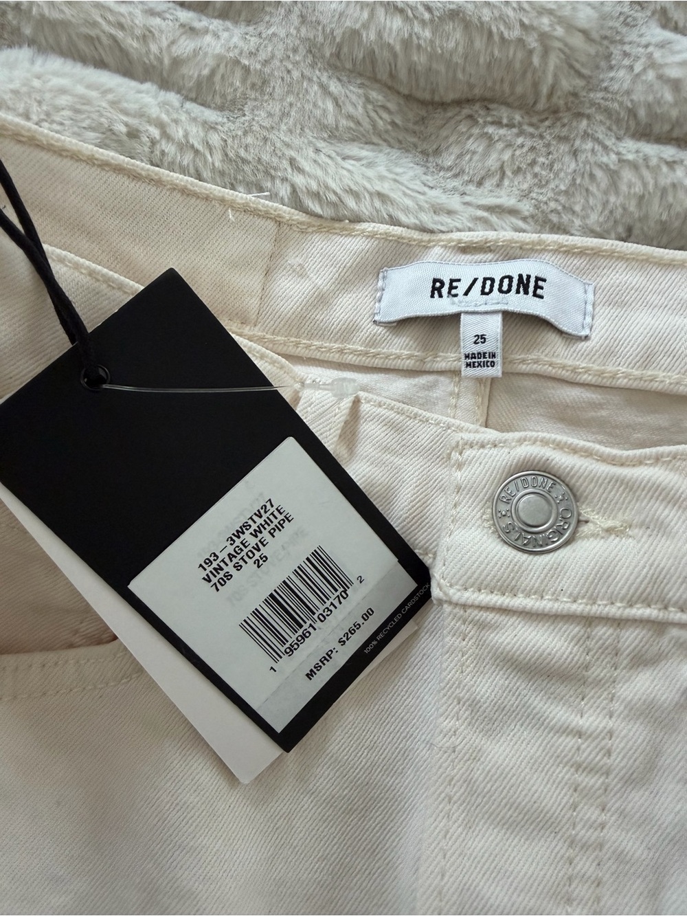 Re/Done Women's High-Rise Jeans in Off-White
Size 25